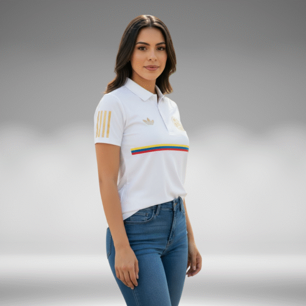 Polo Premium - Colombia Dorado Hombre y Mujer - Blanco - Image 8