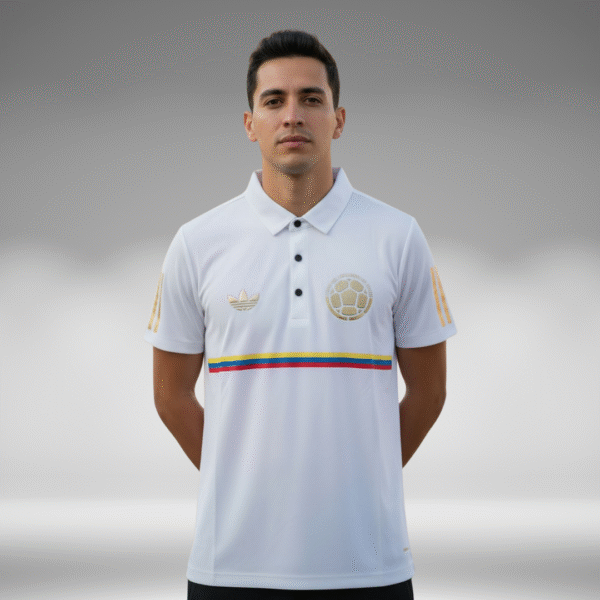 Polo Premium - Colombia Dorado Hombre y Mujer - Blanco - Image 4