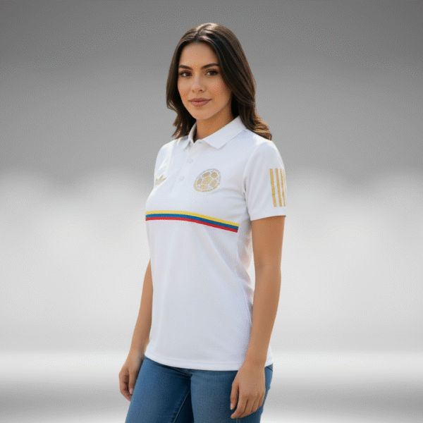 Polo Premium - Colombia Dorado Hombre y Mujer - Blanco - Image 2