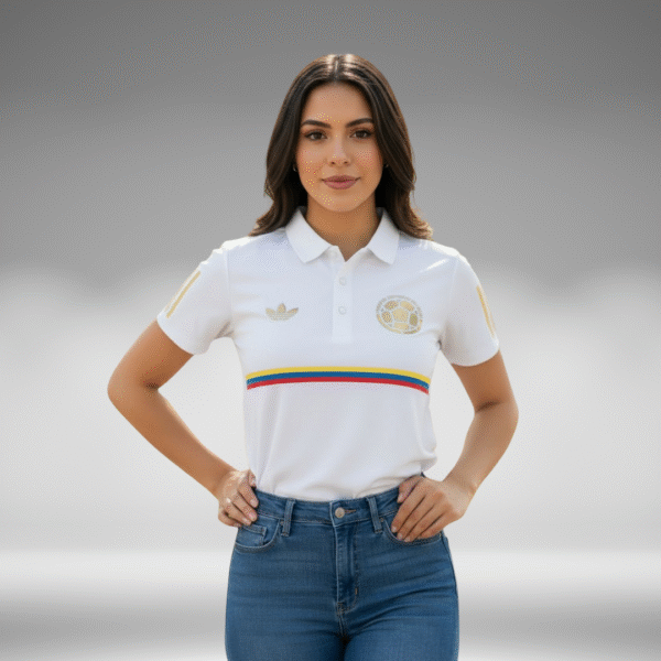 Polo Premium - Colombia Dorado Hombre y Mujer - Blanco - Image 9