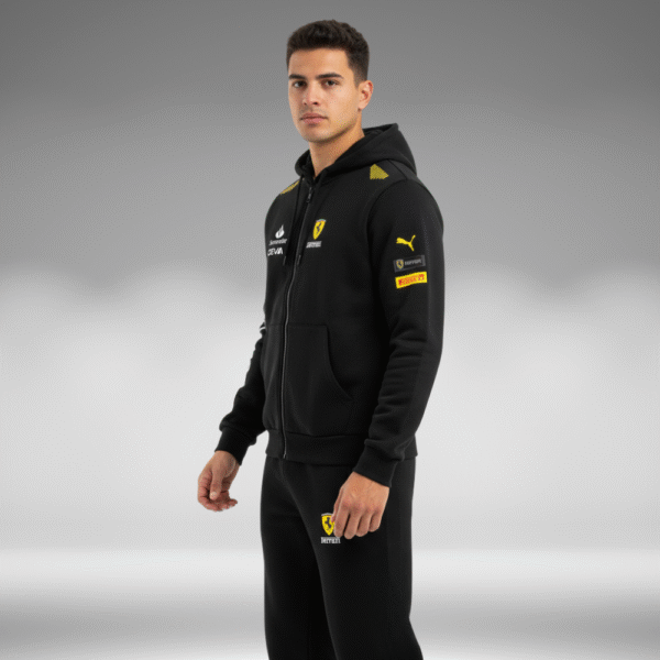 Chaqueta Perchado - Franjas Amarillas Hombros Ferrari - Negro - Image 2