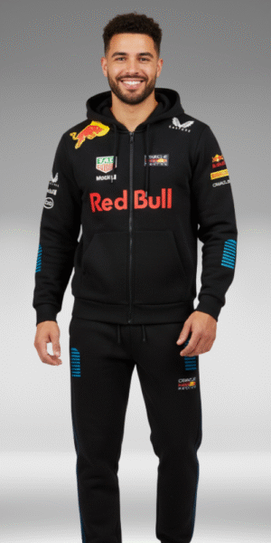 Chaqueta Perchado - Franjas Azul Brazos Redbull - Negro