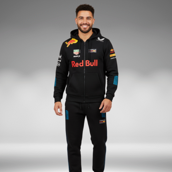 Chaqueta Perchado - Franjas Azul Brazos Redbull - Negro
