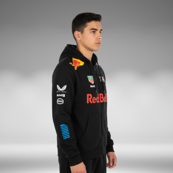 Chaqueta Perchado - Franjas Azul Brazos Redbull - Negro - Image 2