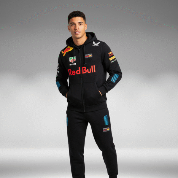 Chaqueta Perchado - Franjas Azul Brazos Redbull - Negro - Image 4