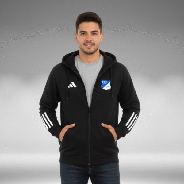 Chaqueta Perchado - Millonarios Lineas Blanco Brazos - Negro - Image 3