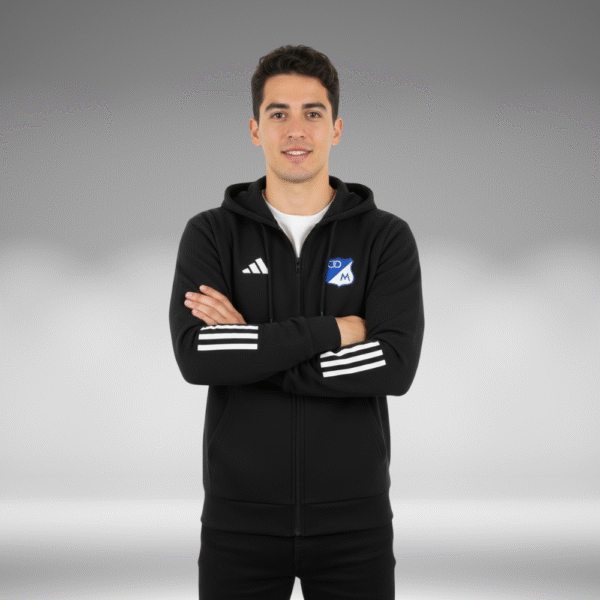 Chaqueta Perchado - Millonarios Lineas Blanco Brazos - Negro - Image 4
