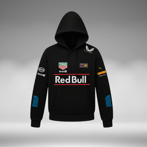 Hoddie Perchado - Franjas Azul Brazos Redbull - Negro - Image 4