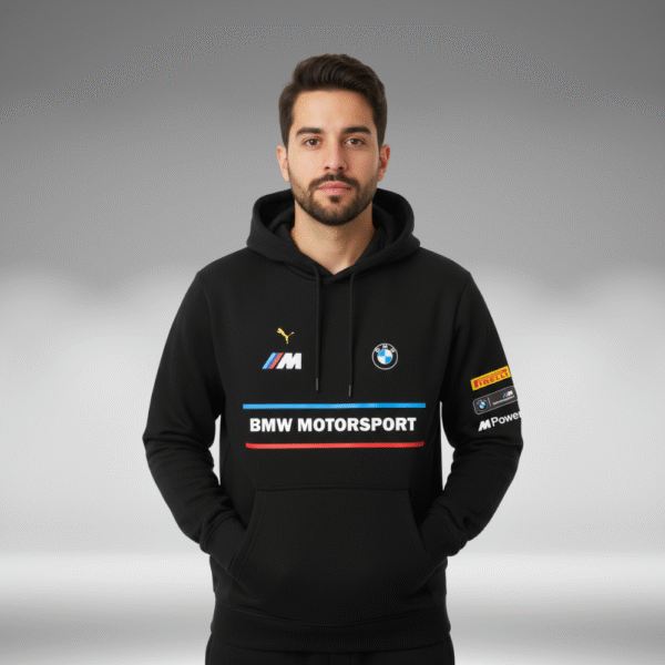 Hoddie Perchado - BMW Motorsport Lineas Pecho - Negro