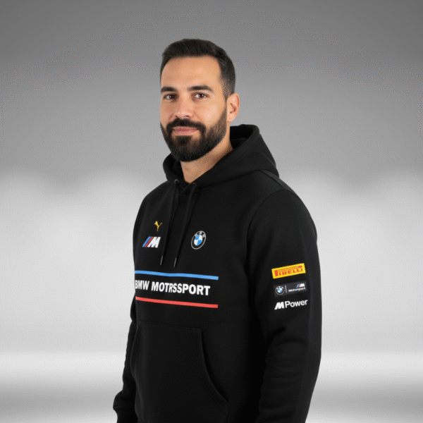 Hoddie Perchado - BMW Motorsport Lineas Pecho - Negro - Image 2