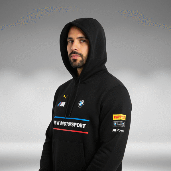 Hoddie Perchado - BMW Motorsport Lineas Pecho - Negro - Image 4
