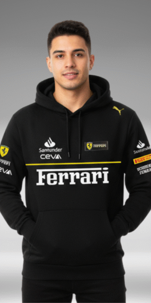 Hoddie Perchado - Ferrari Linea Amarilla - Negro