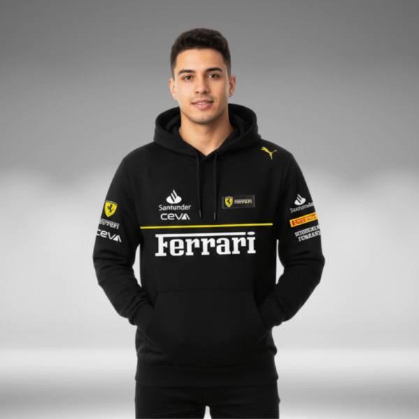Hoddie Perchado - Ferrari Linea Amarilla - Negro