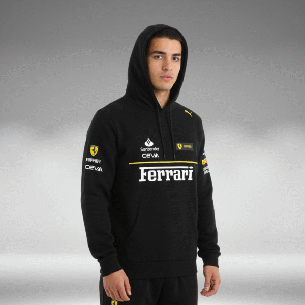Hoddie Perchado - Ferrari Linea Amarilla - Negro - Image 2