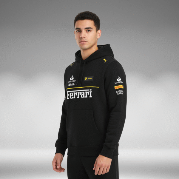 Hoddie Perchado - Ferrari Linea Amarilla - Negro - Image 3