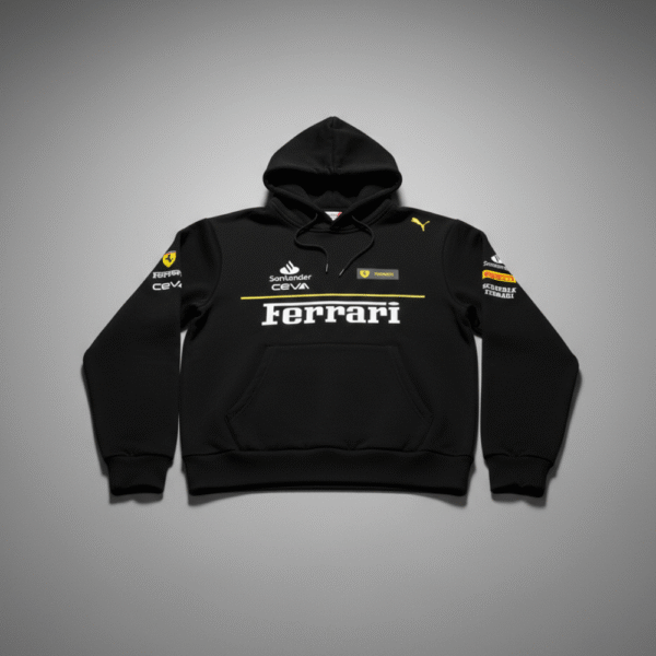 Hoddie Perchado - Ferrari Linea Amarilla - Negro - Image 4