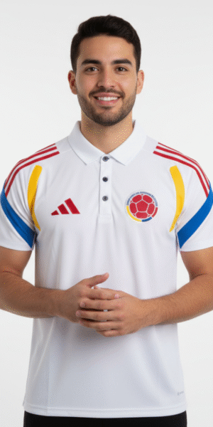 Polo Premium - Camiseta Colombia Edicion Tiro Sweat 2026 - Blanco