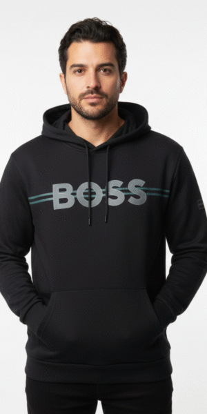 Hoddie Perchado - Bo Lineas - Negro