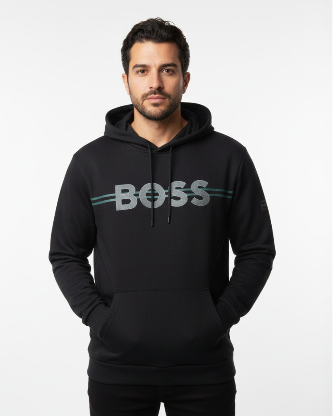 Hoddie Perchado - Bo Lineas - Negro