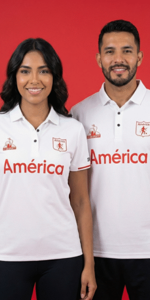 Polo Premium - America Lineas Mangas - Blanco