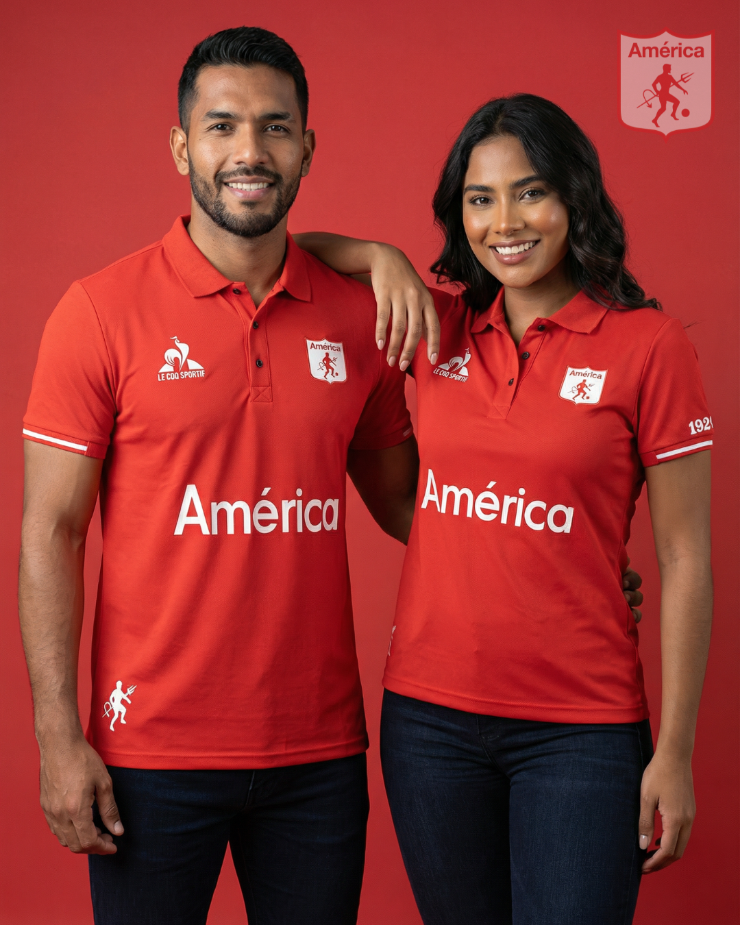 Polo Premium - America Lineas Mangas - Rojo