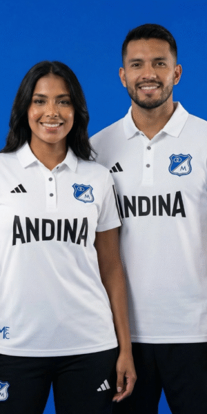 Polo Premium - Millonarios Lineas Mangas - Blanco