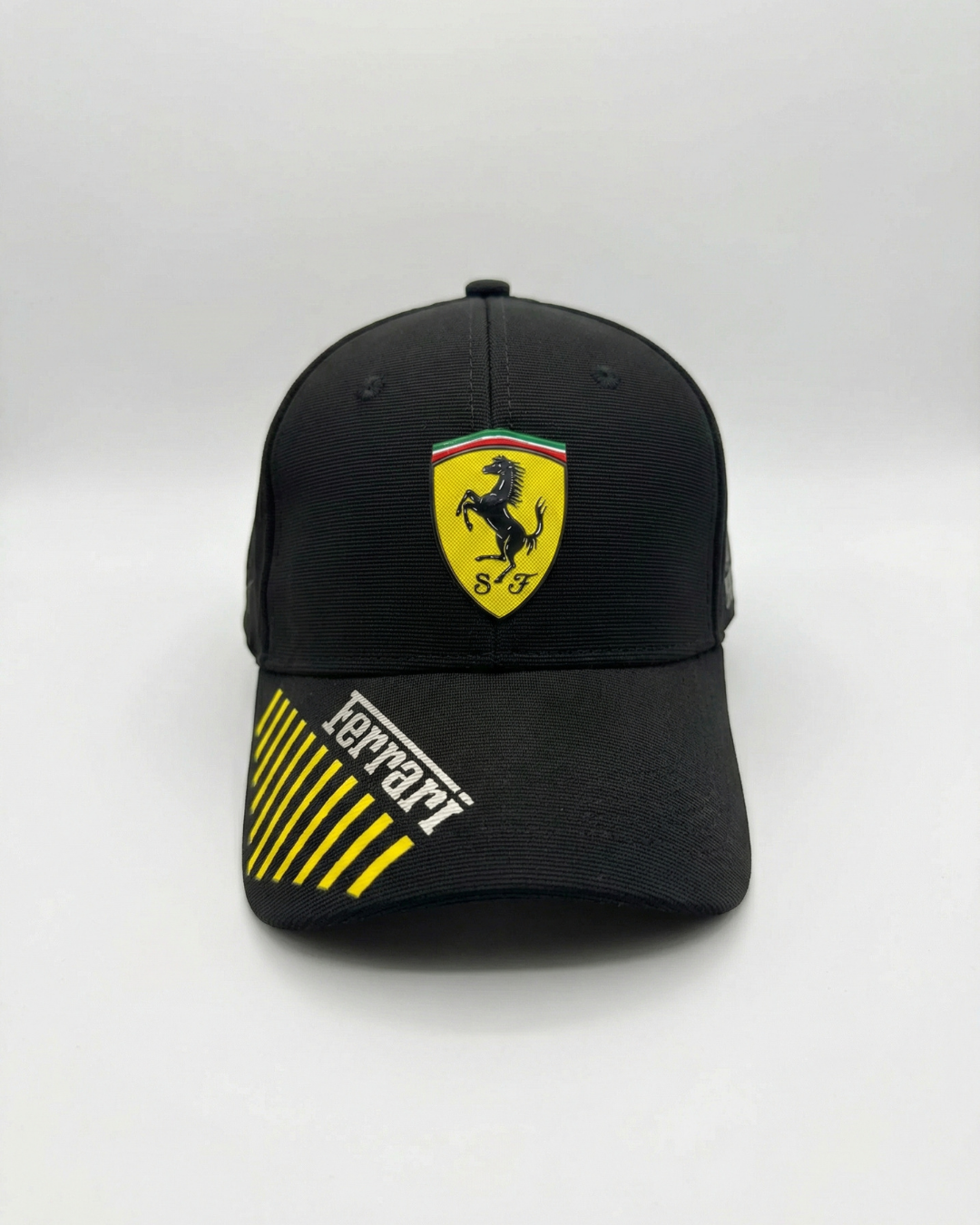Gorra New Edition - Ferrari Lineas Amarillas - Flex Negro