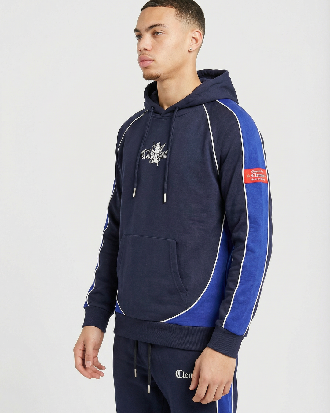 Hoddie Perchado – Clemont – Azul Oscuro con Azul Rey - Image 3