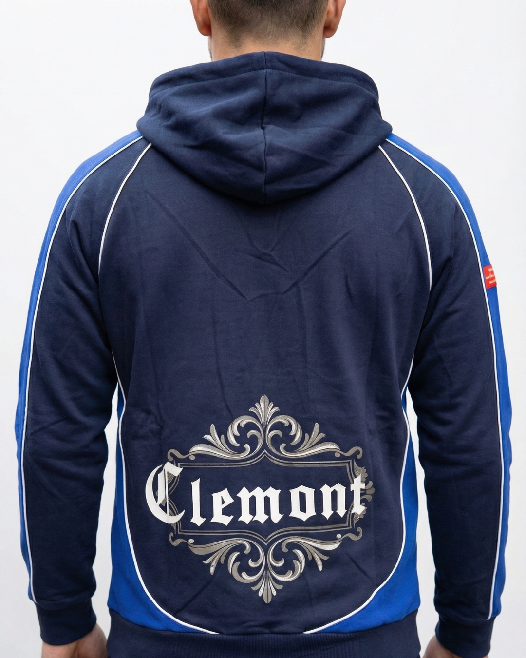 Hoddie Perchado – Clemont – Azul Oscuro con Azul Rey - Image 4