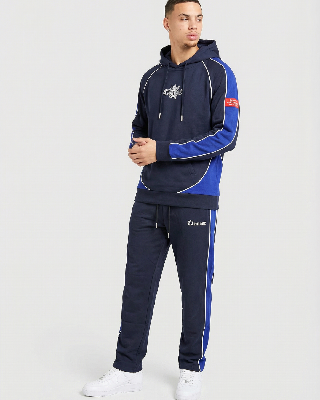 Hoddie Perchado – Clemont – Azul Oscuro con Azul Rey - Image 5