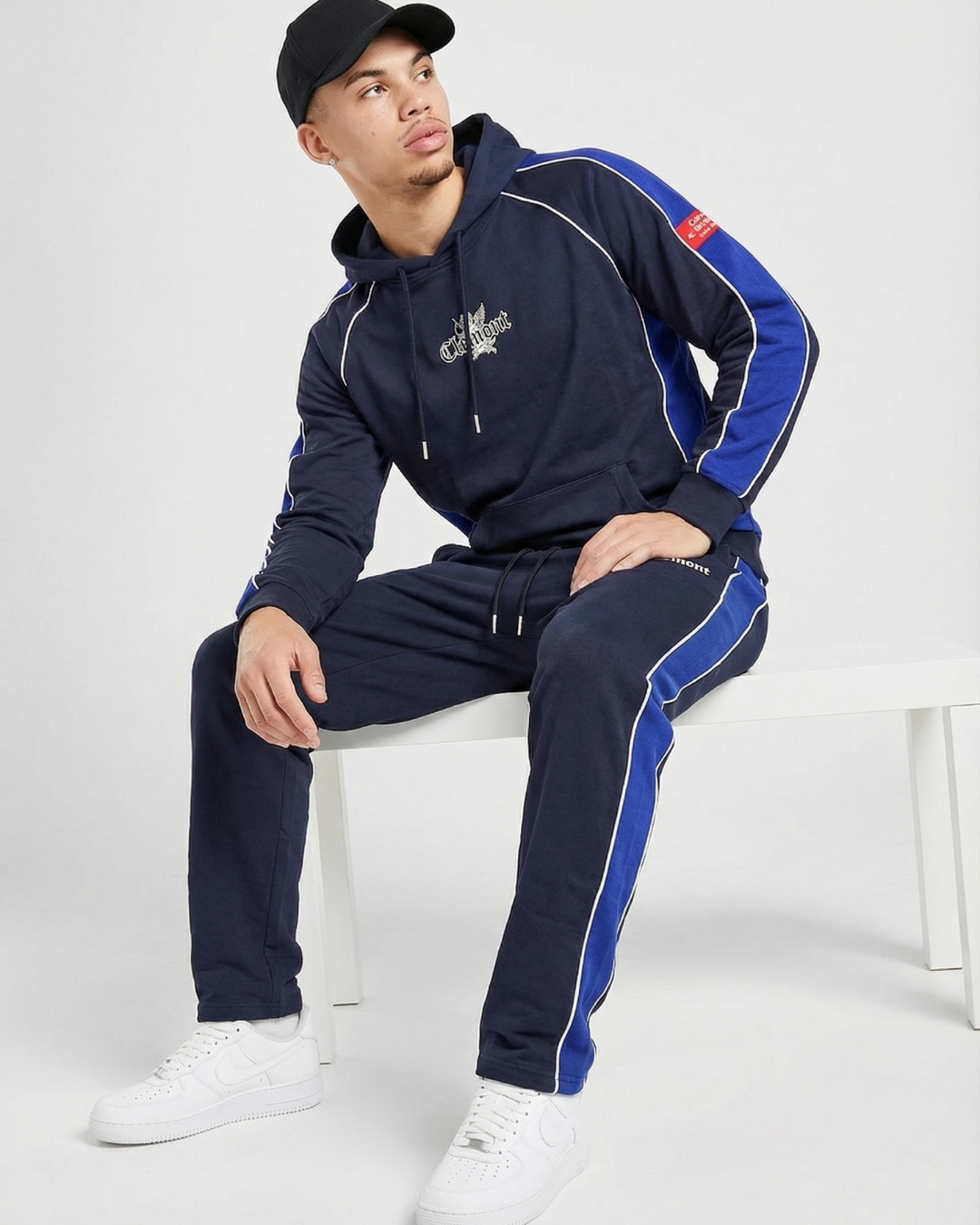 Hoddie Perchado – Clemont – Azul Oscuro con Azul Rey - Image 8