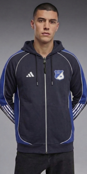 Chaqueta Perchado Combinado – Millonarios Lineas Brazos – Azul Oscuro / Azul Rey