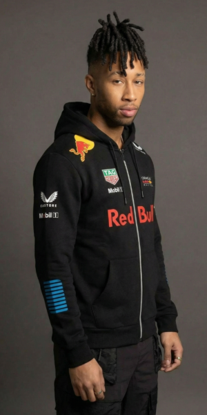 Chaqueta Perchado - Franjas Azul Brazos Redbull - Negro