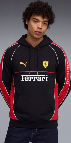 Hoddie Perchado Combinado - Ferrari - Negro / Rojo