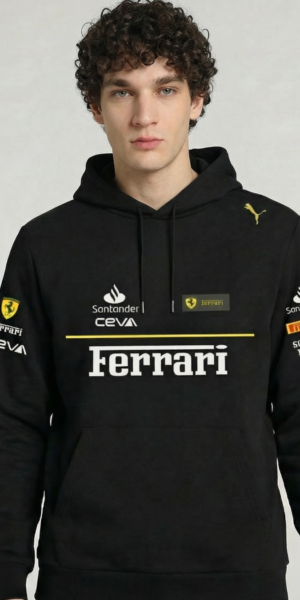 Hoddie Perchado - Ferrari Linea Amarilla - Negro