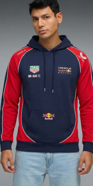 Hoddie Perchado Combinado - Redbull - Azul Oscuro / Rojo