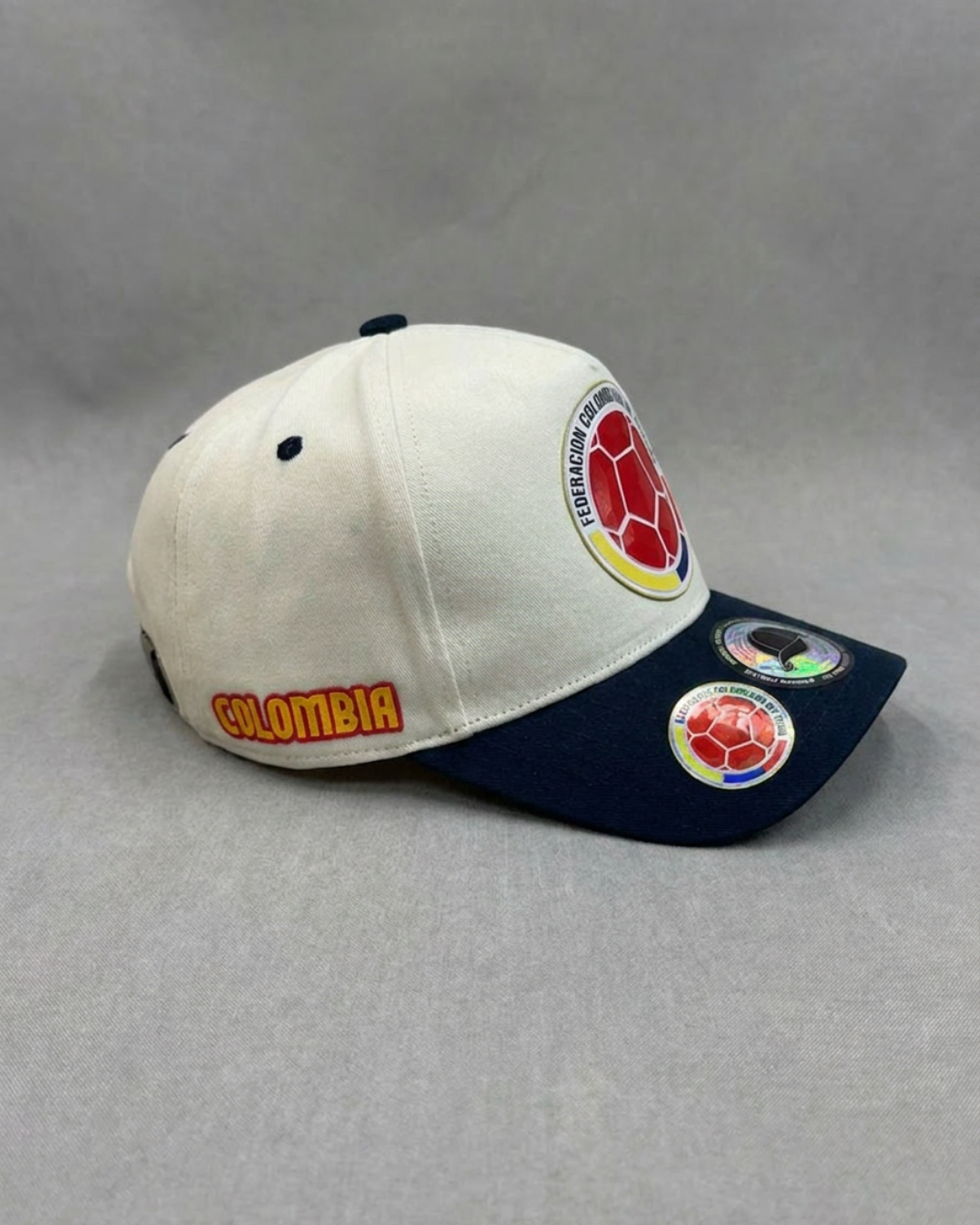 Gorras Futbol - Colombia Clasica - Beige / Azul Oscuro - Image 2
