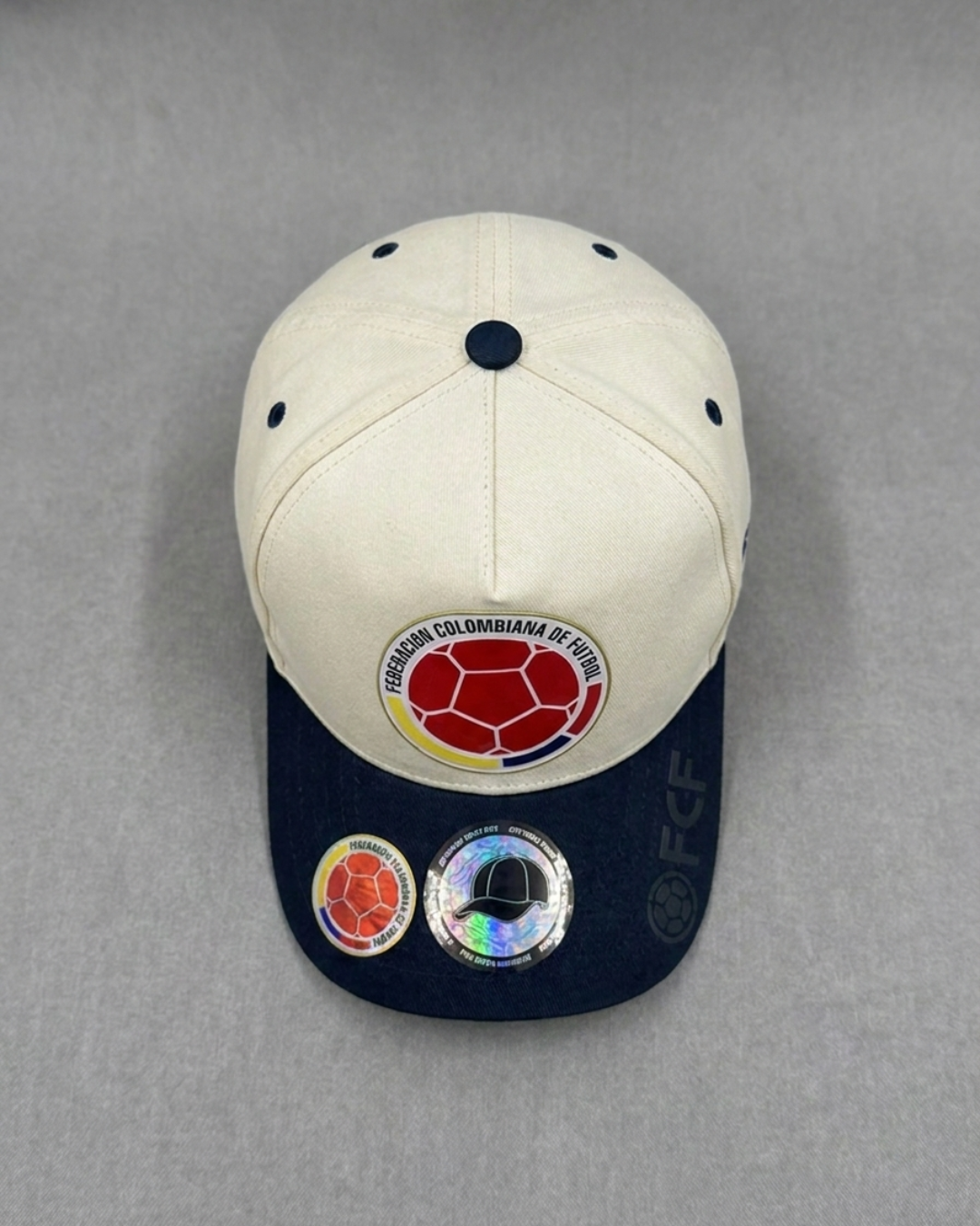 Gorras Futbol - Colombia Clasica - Beige / Azul Oscuro - Image 5