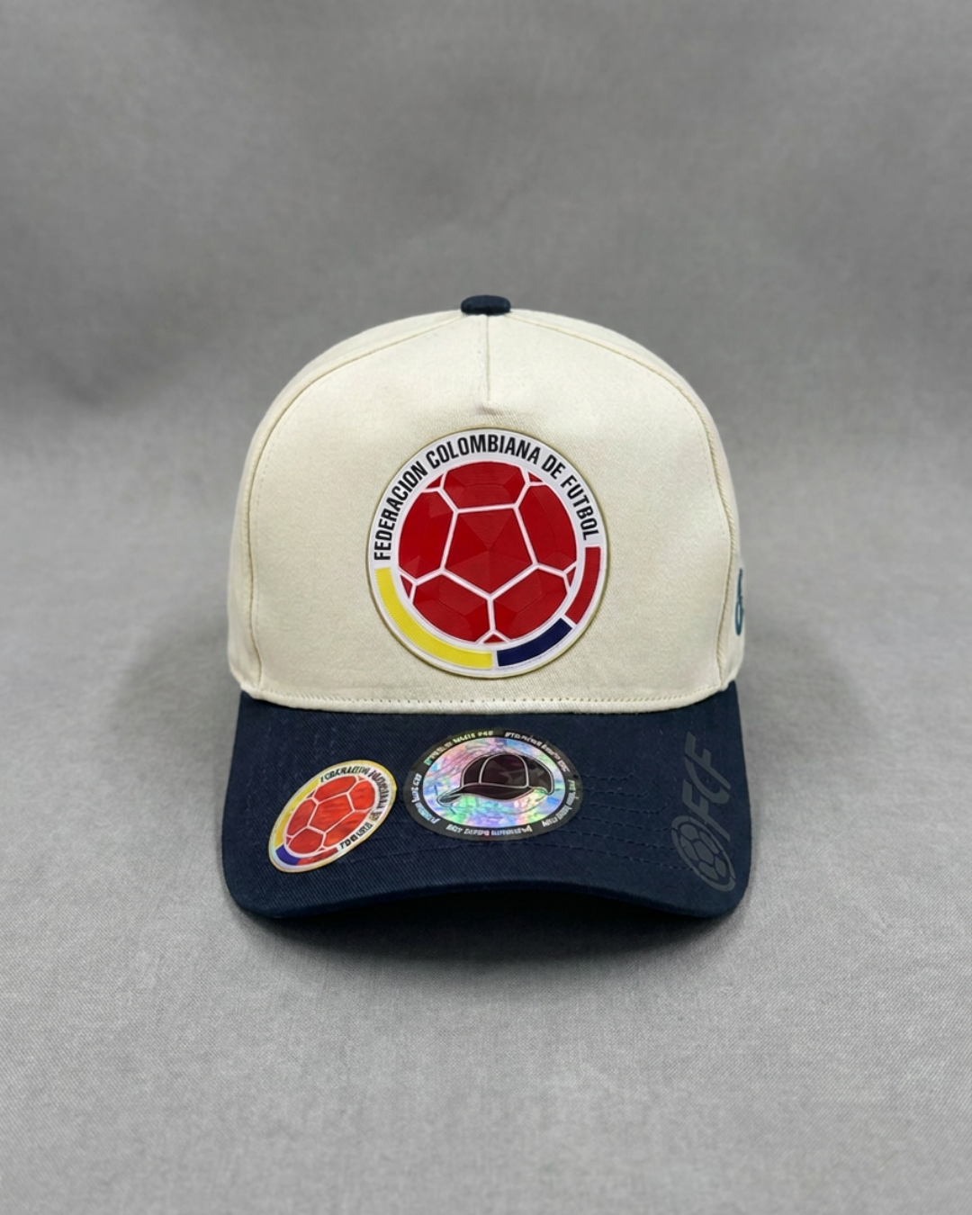Gorras Futbol - Colombia Clasica - Beige / Azul Oscuro