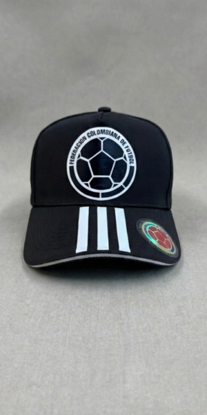 Gorras Futbol - Colombia Logo BN - Negro sandwich Blanco