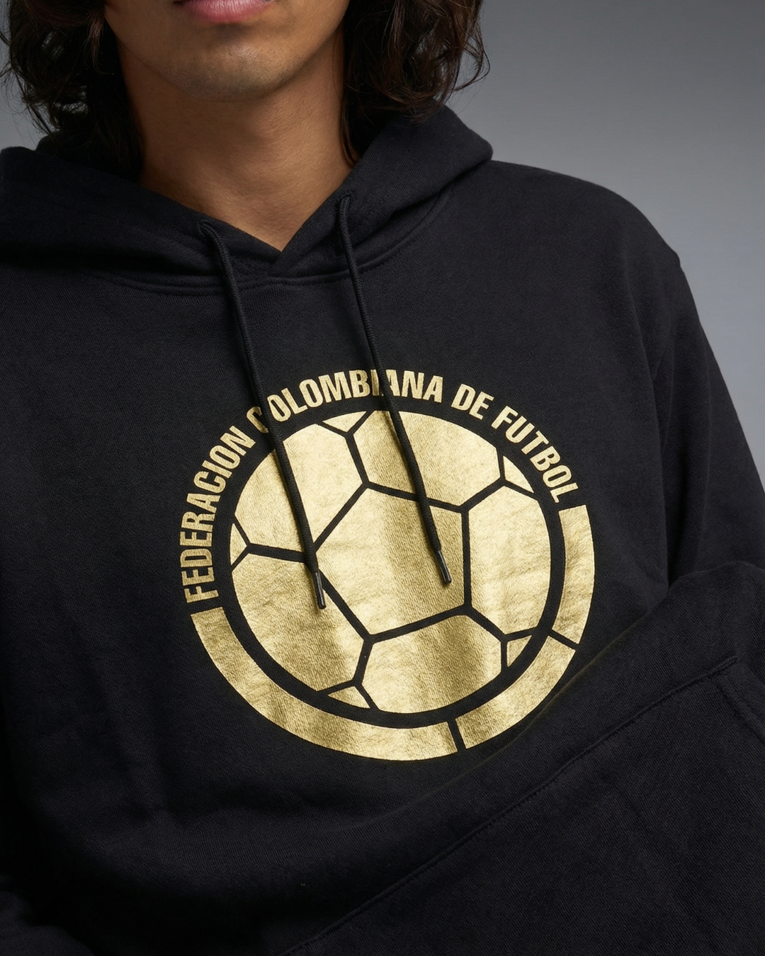 Hoddie Perchado – Colombia Federacion Dorado – Negro - Image 4