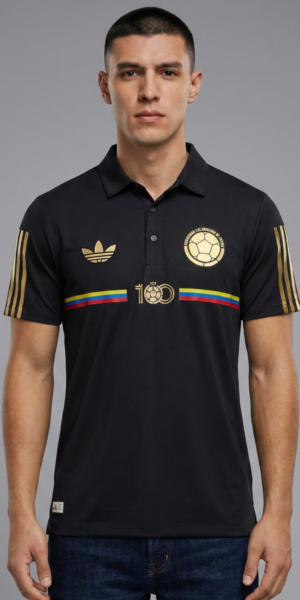 Polo Premium – Colombia 100 años Dorado – Negro