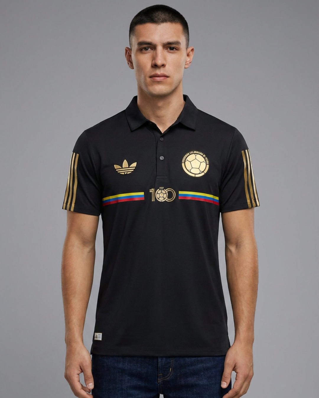 Polo Premium – Colombia 100 años Dorado – Negro