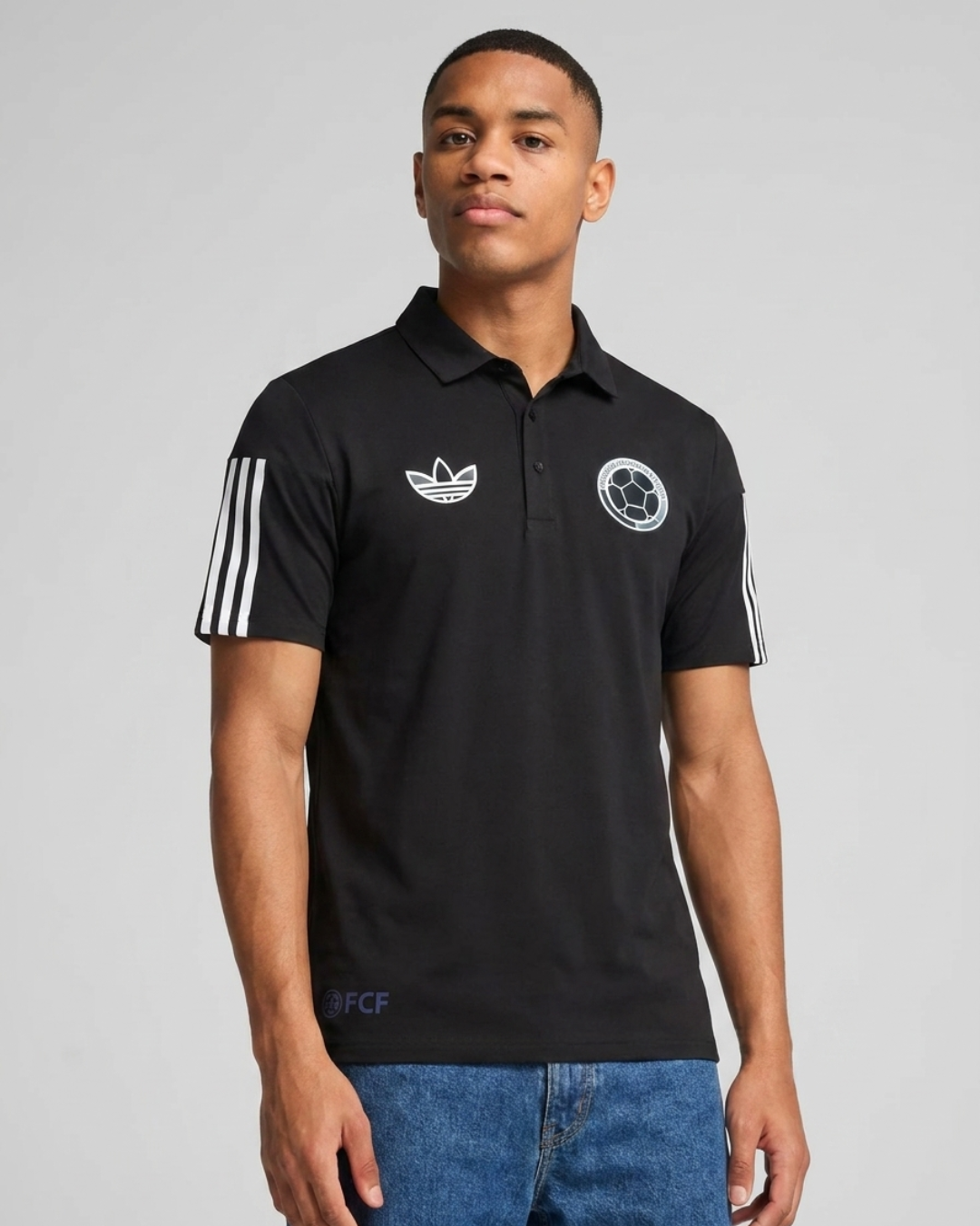 Polo Premium – Colombia Logo Blanco – Negro