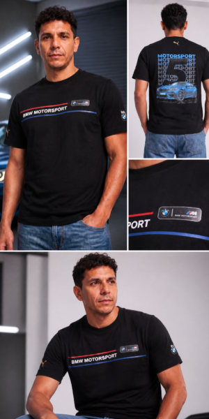 Camiseta Tela Fria - BMW Lineas Frente - Negro