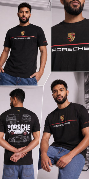 Camiseta Tela Fria - Porsche Lineas Frente - Negro